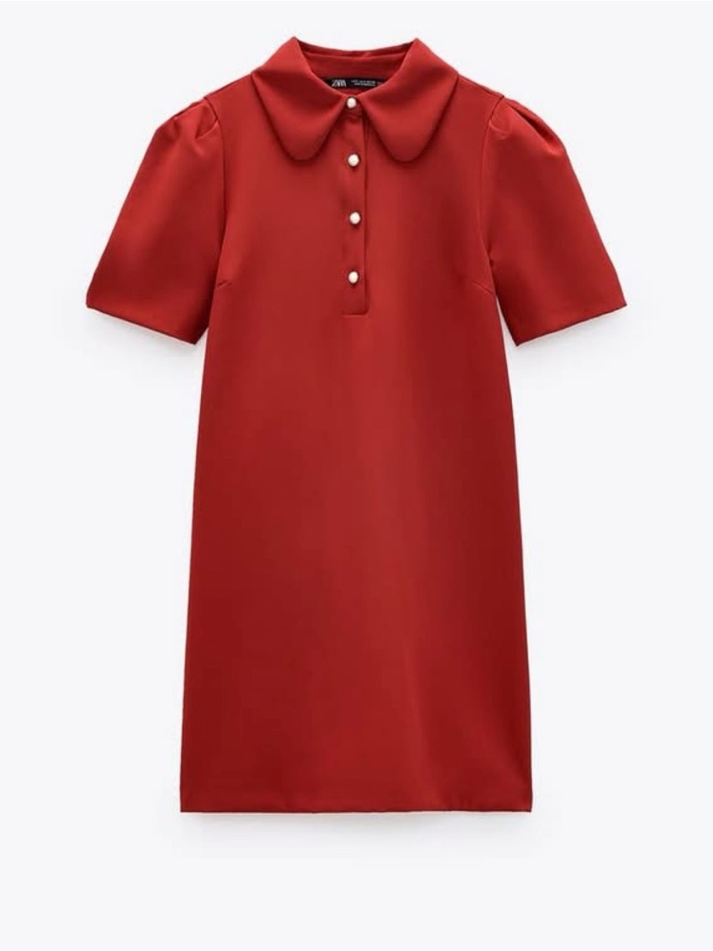 Zara Red Short Sleeve Polo Mini Dress - Picture 2 of 11